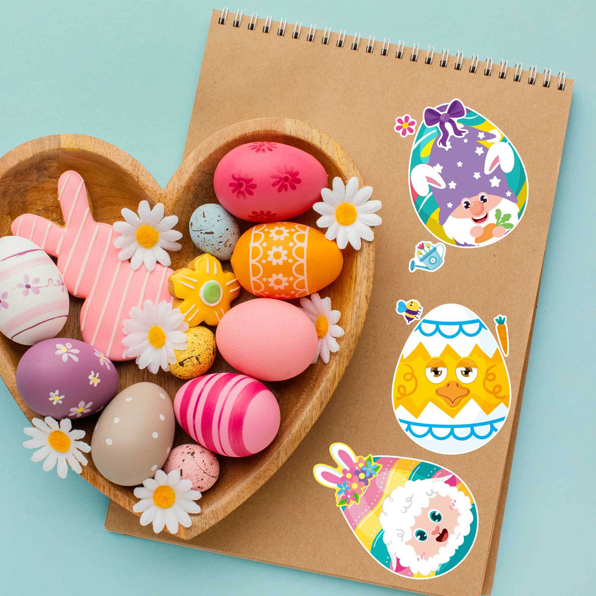 Easter Stickers Children Anime Rabbit Egg Puzzle Interaction Puzzle Diy Face Pasters Easter Stickers