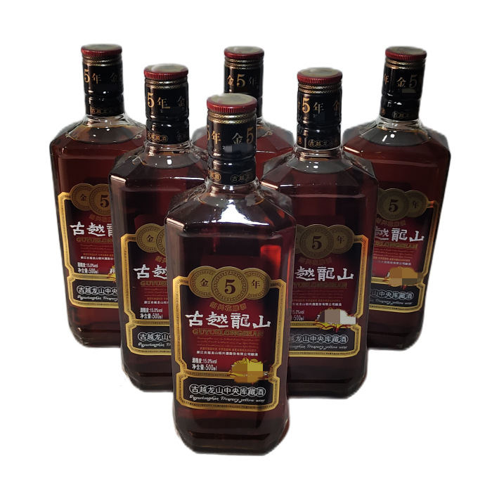 绍兴黄酒 古越龙山金五年花雕酒 500mlx12瓶新老版本随机发-阿里巴巴