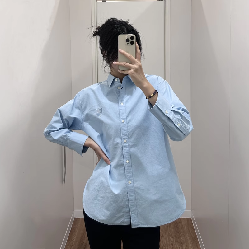 日单u家设计师合作款女装牛津纺长衬衫长袖秋冬休闲宽松462710