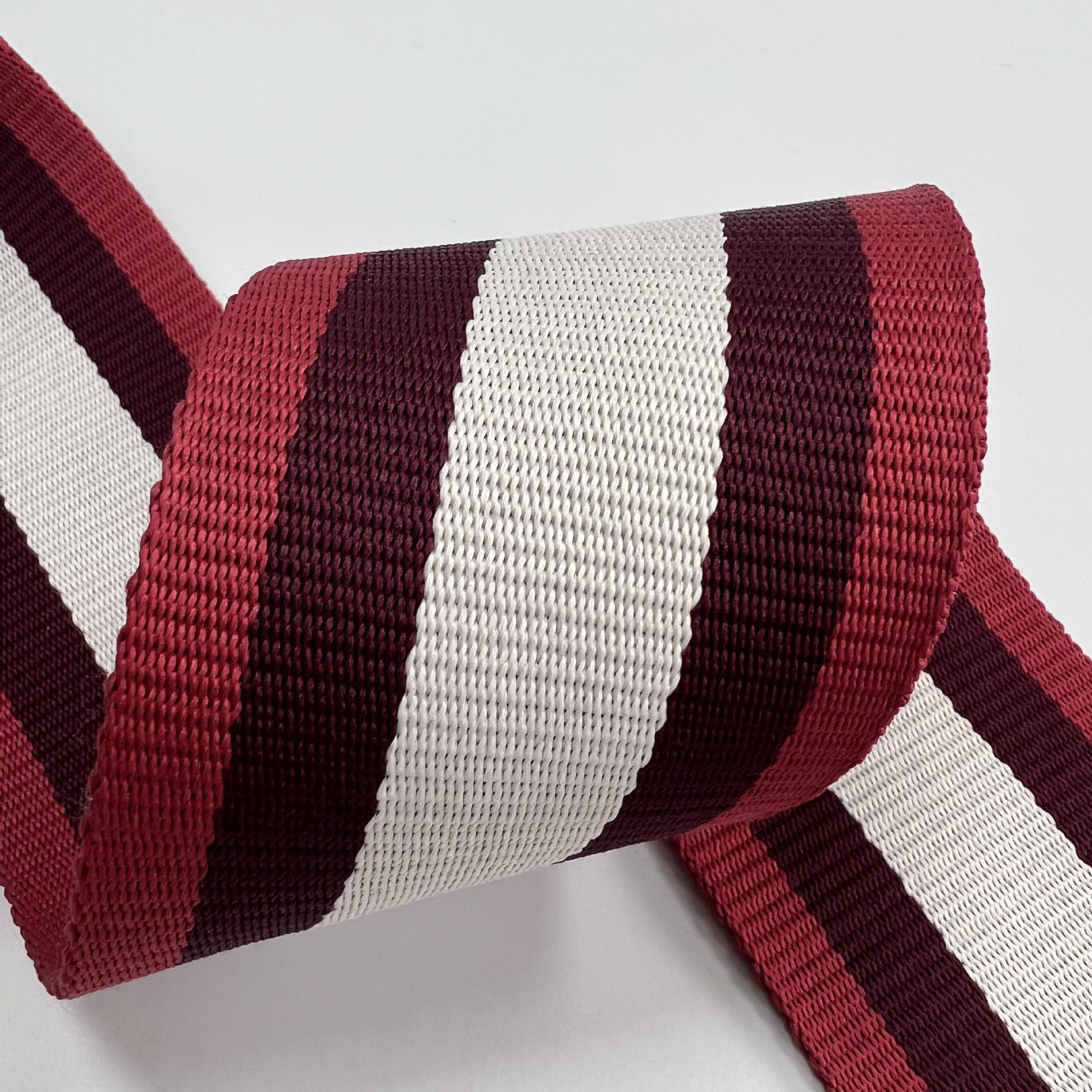 涤棉间色加宽织带 7.5cm3寸双面红灰间白服装带 2