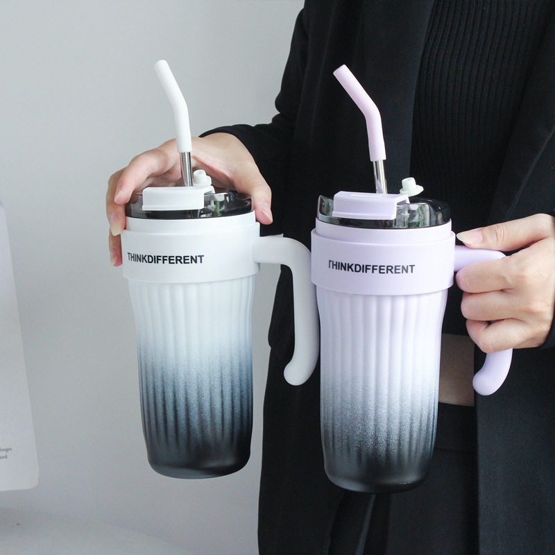 Good-looking Handle Large Ice Cup Large Capacity Cold Insulation Cup Girl Minimalist Water Cup Internet Celebrity Straw Cup Student