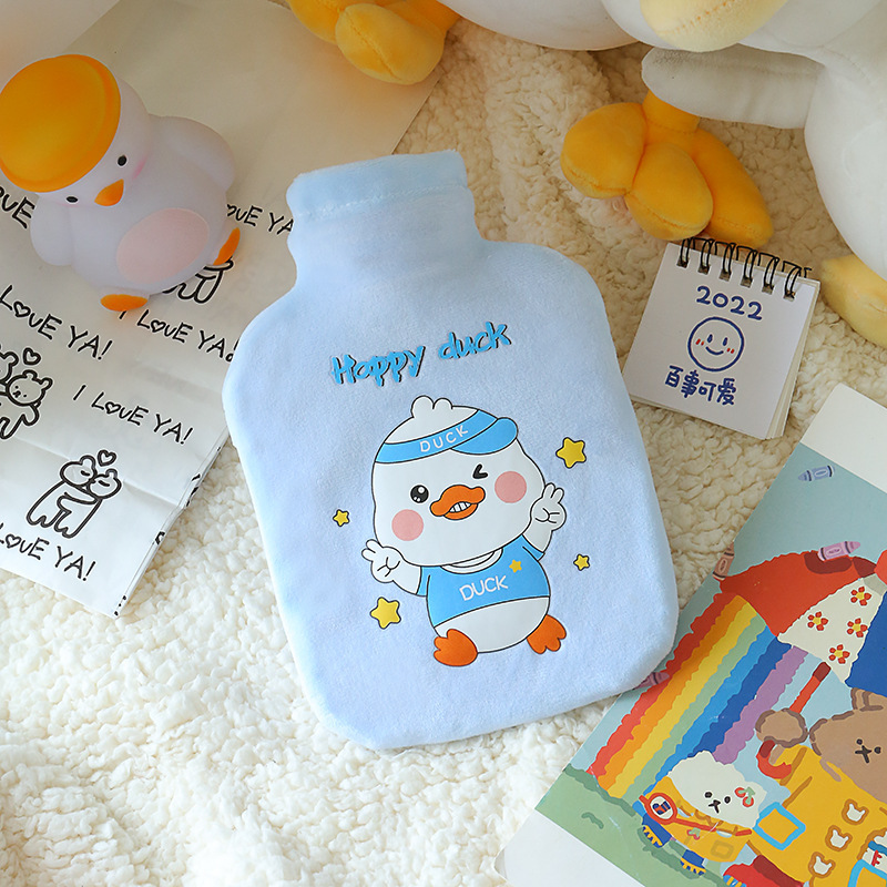 New Winter Hot Water Bag Mini PVC Plush Explosion-Proof Hand Warmer Student Cartoon Animal Printing Hand Warmer