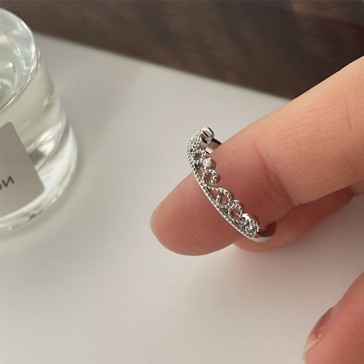 New Zircon round Open Ring French Simplicity Fashionable Index Finger Ring Personality Temperament Entry Lux Jewelry Wholesale for Women