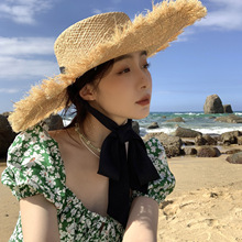 夏季草编大檐草帽女海边出游度假沙滩帽防晒帽防紫外线遮阳太阳帽