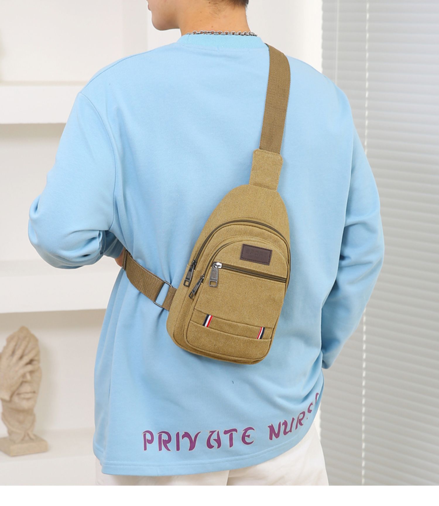 New Travel Men's Chest Bag Canvas Men's Bag Casual Messenger Bag Korean Fashion Backpack Chest Bag Wholesale