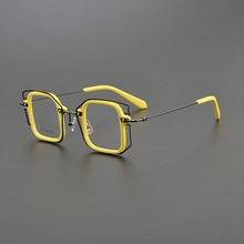 原创设计纯钛超轻舒适眼镜手工板材素颜百搭拼色方框配近视眼镜架