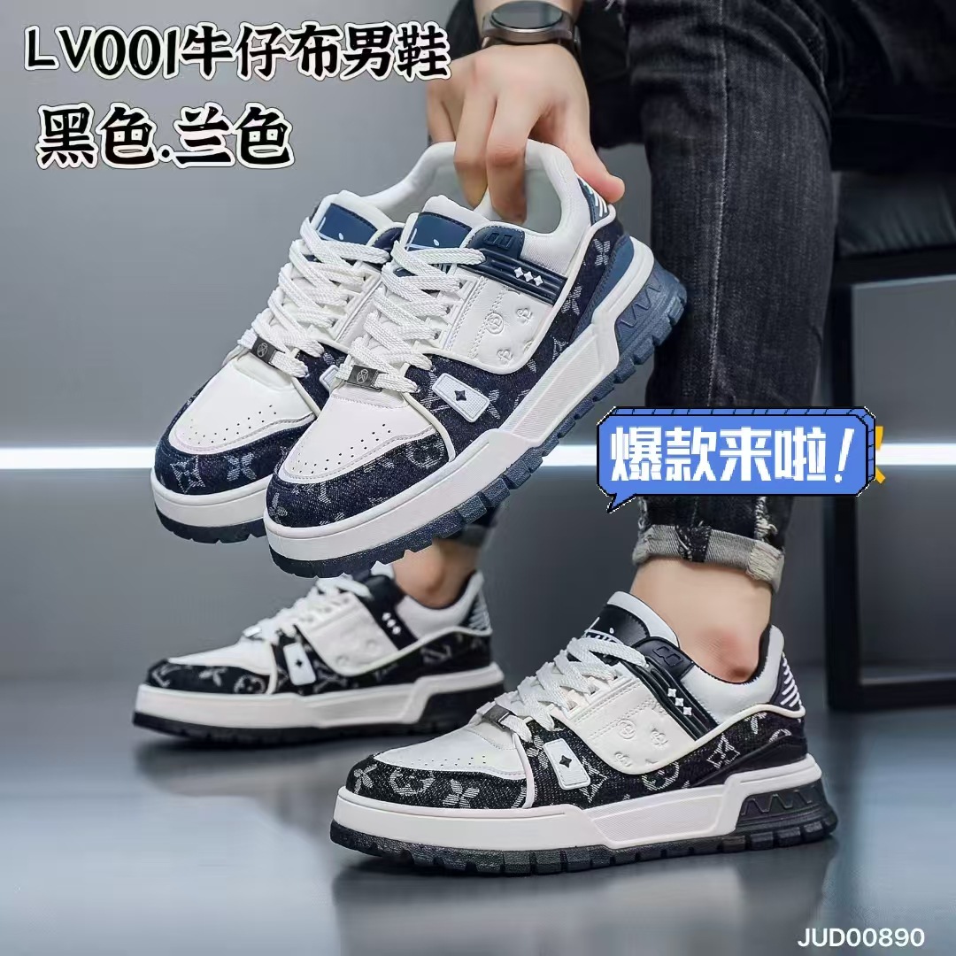新款皮面男运动板鞋时尚潮流百搭运动休闲鞋潮男