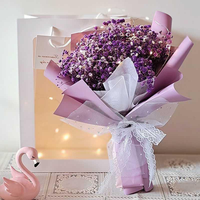 花束地摊卖批发情人节感女孩闺满天星生日礼物送朋友老婆结婚浪漫