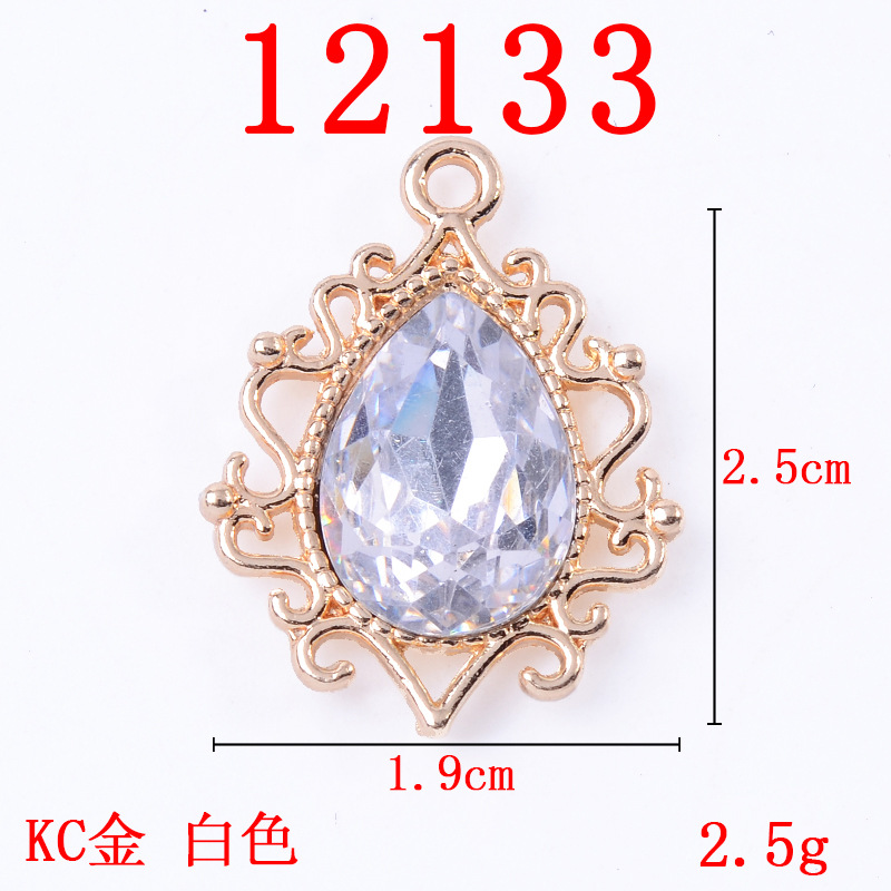 Exclusive for Cross-Border Alloy Lace Diamond Water Drop Pendant Diy Handmade Hair Accessories Earrings Accessories Material Wholesale