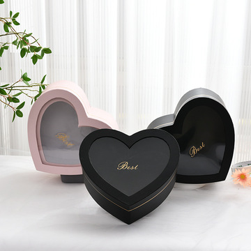 520母亲节套二心形水晶开窗礼盒 创意水果鲜花礼品盒 玫瑰花盒