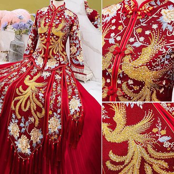 秀禾服新娘年新款夏季大码200斤胖mm 情侣套装结婚礼服秀和服腈纶