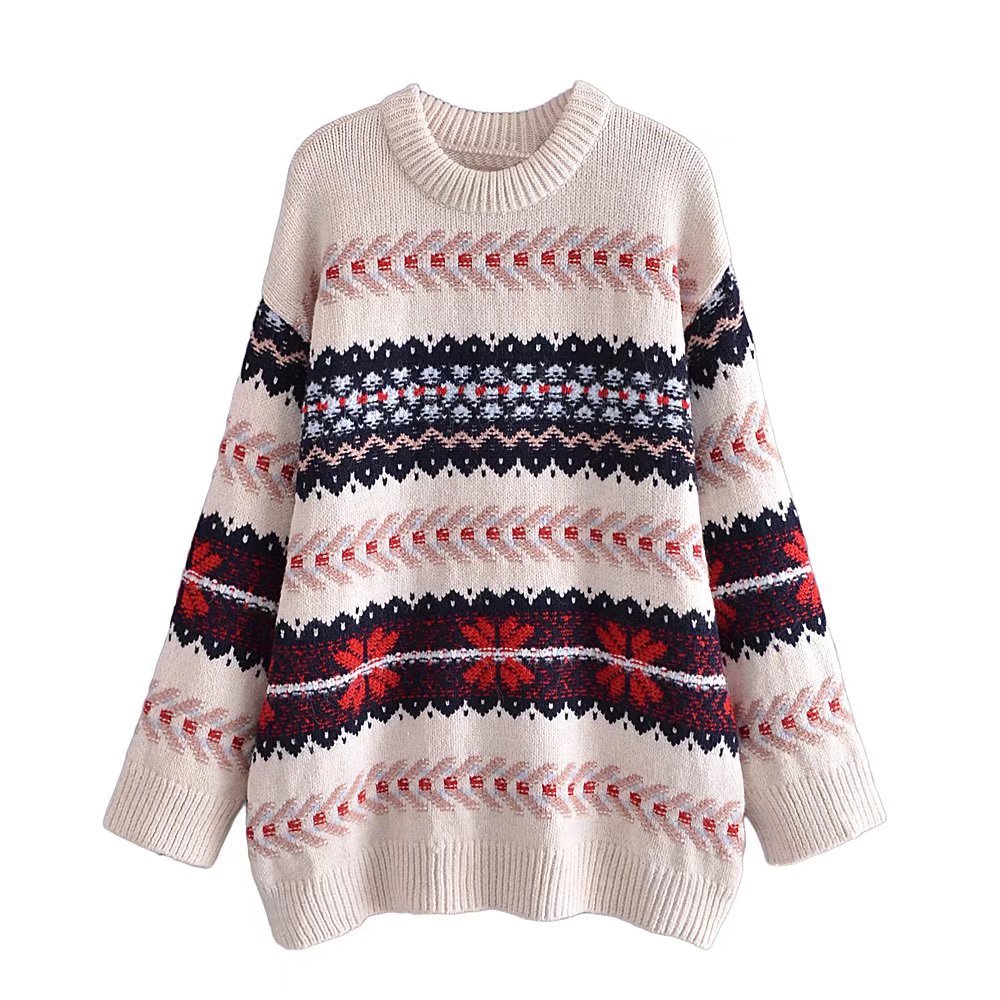 花朵针织毛衫图片