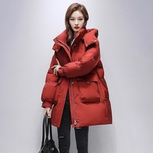 羽绒服女2023冬季新款韩版中长款冬季白鸭绒高端时尚保暖连帽外套
