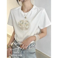 新中式国风盘扣衫小众设计刺绣高级感短袖恤潮