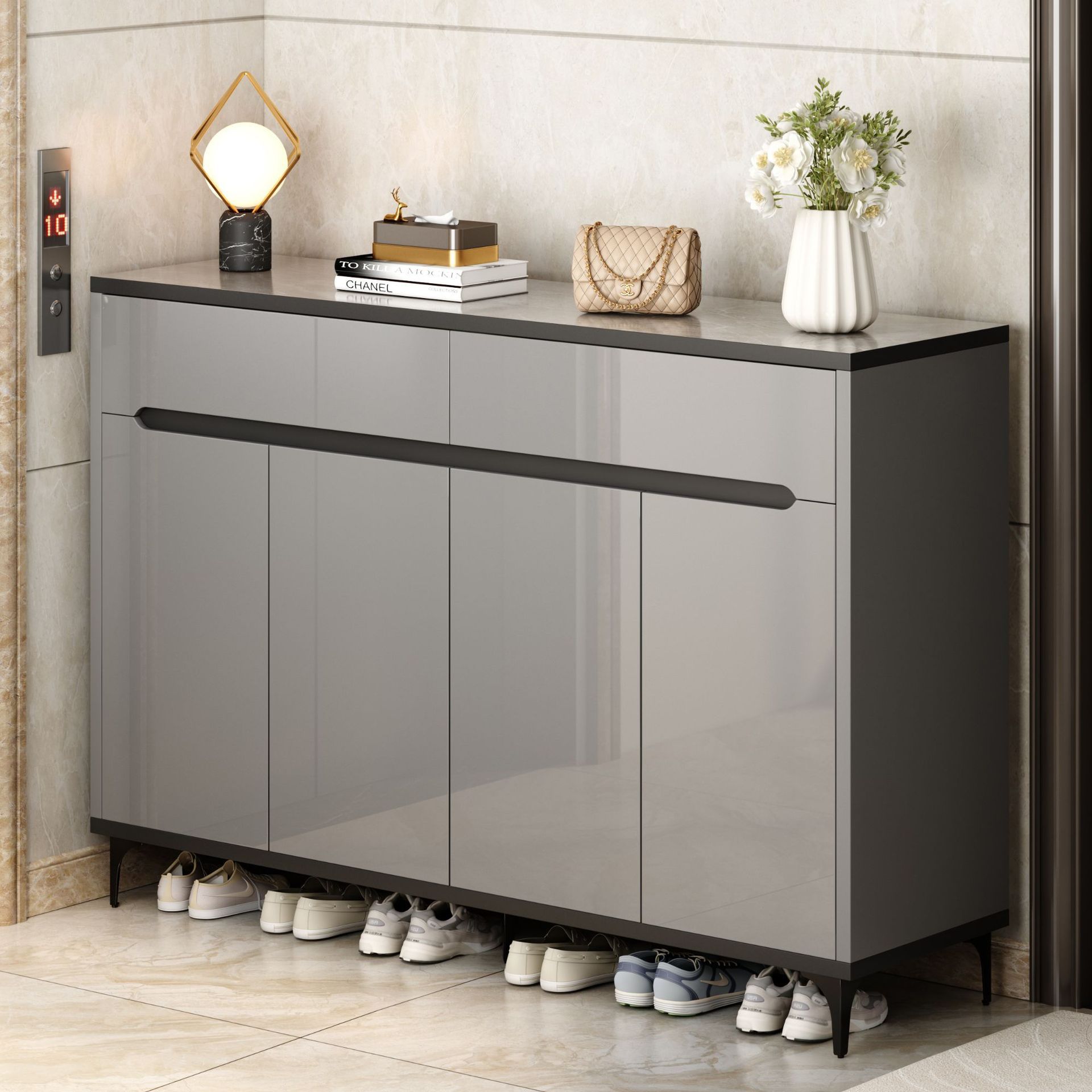 鞋柜家用门口现代简约轻奢小户型入户高端大容量玄关靠墙收纳鞋柜