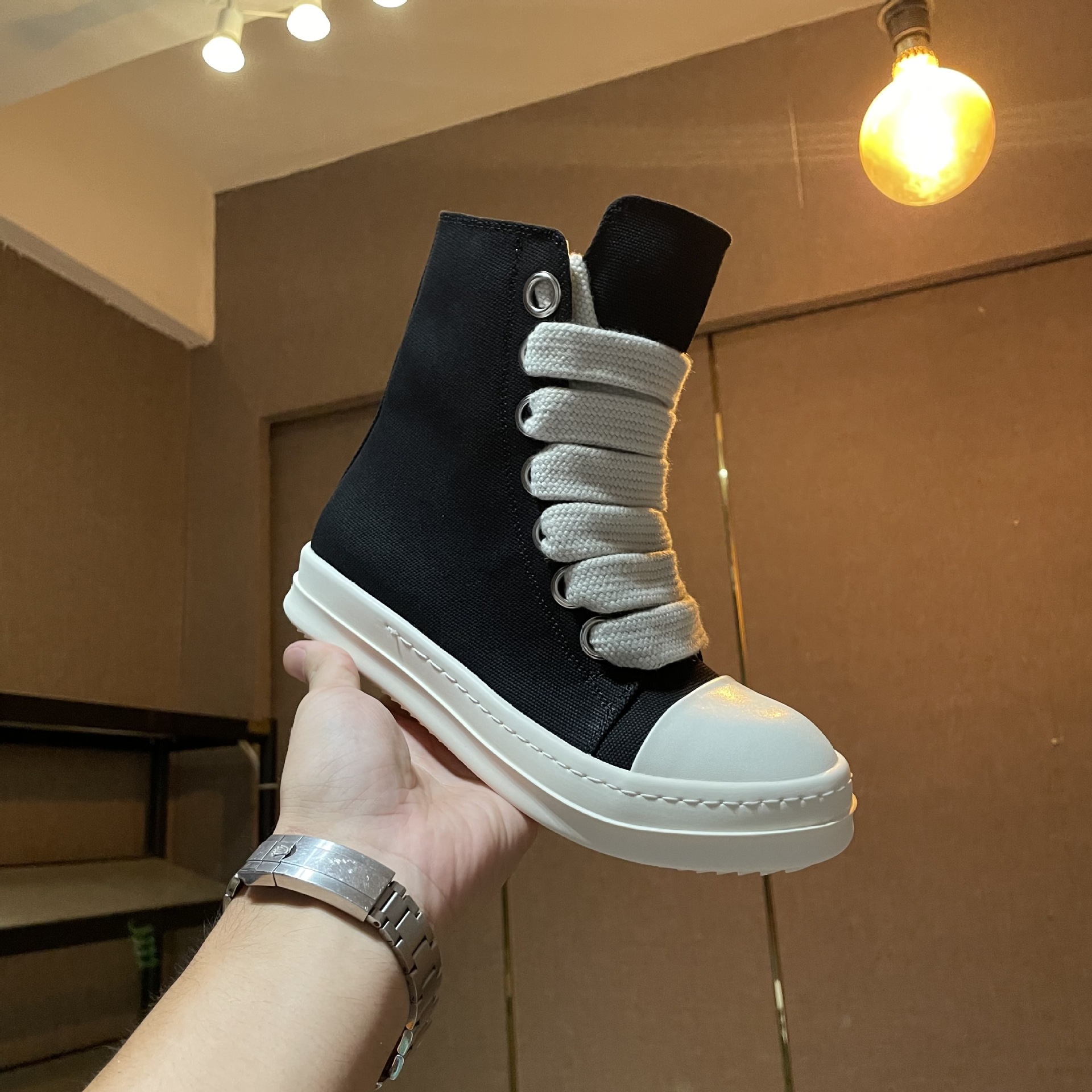 ro鞋高帮帆布鞋男情侣款增高休闲板鞋时尚百搭潮流风短靴情侣鞋女