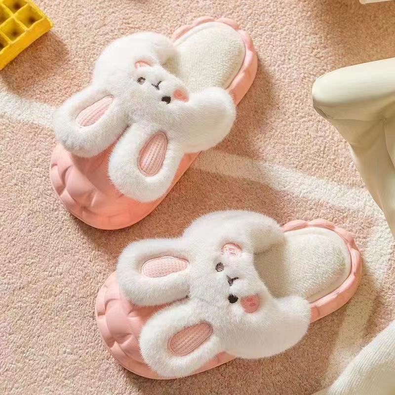 Removable Cotton Slippers Women's Winter Home Bunny Waterproof Thick Bottom Plush Removable and Washable Cotton Slippers Women's Wholesale