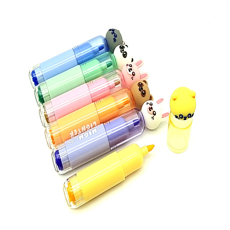 创意果冻单头印章荧光笔卡通多色学生涂鸦奇异重点标注彩色记号笔