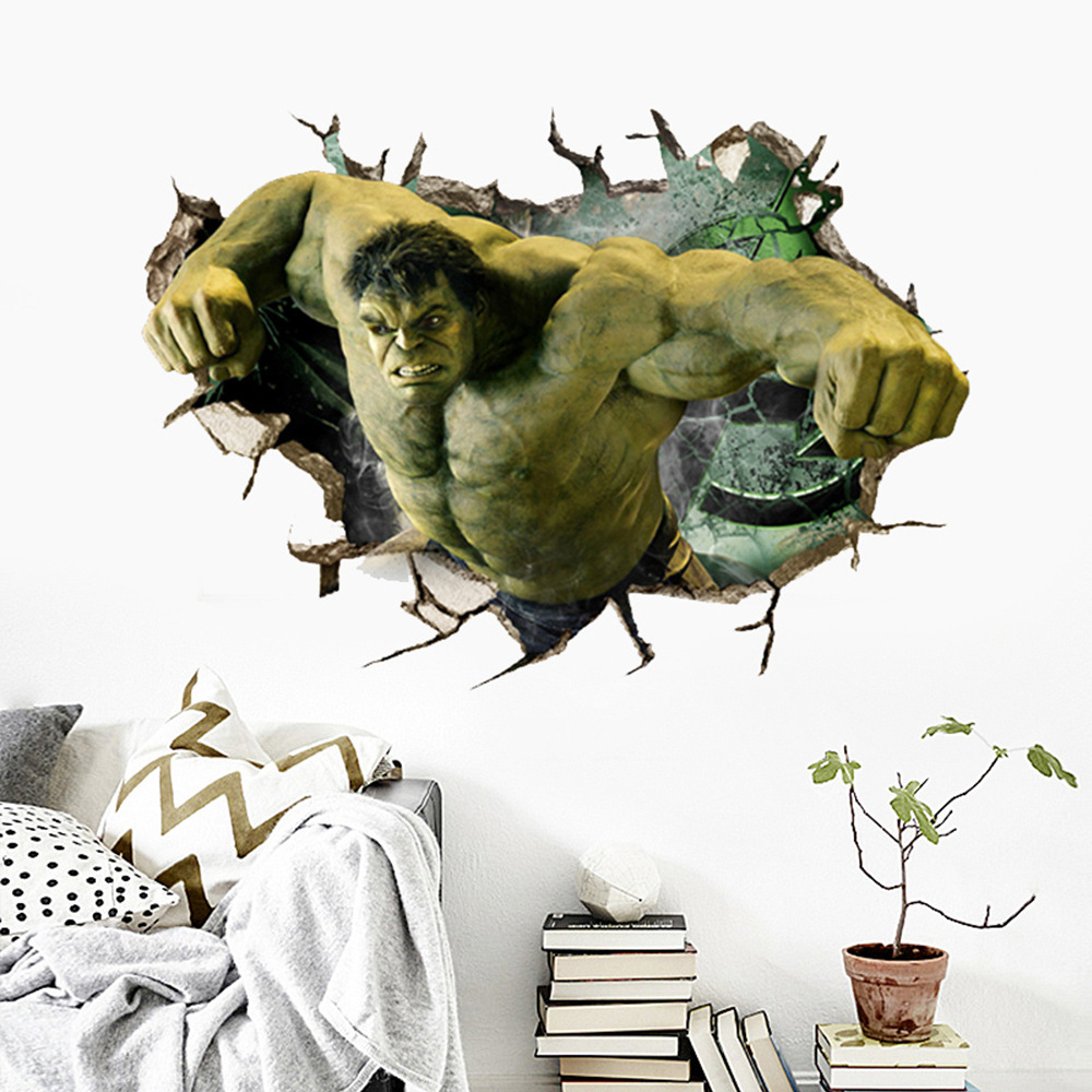 外贸跨境电源人物贴纸穿墙绿巨人复仇者联盟墙贴客厅卧室墙贴纸