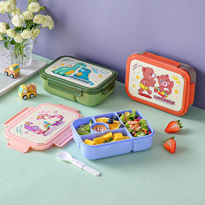 lunch box lunch box lunch box cartoon children‘s portable compartment sealed leakproof belt sauce grid amazon food grade