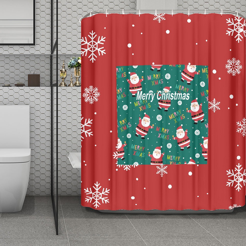 跨境外贸学生宿舍涤纶非金属扣卫生间窗帘挂帘欧美圣诞节一件起定