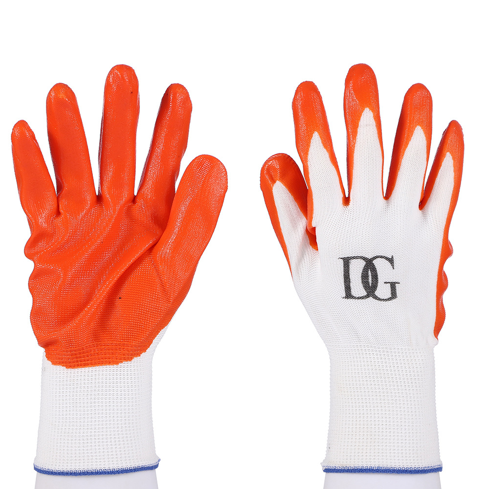 丁晴乳胶手套劳保耐磨手套丁腈浸胶防滑工地干活胶皮橡胶手套批发