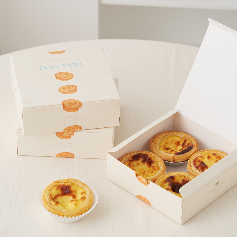 烘焙网红蛋挞包装盒一次性4粒装葡式蛋挞盒子外卖打包家用小