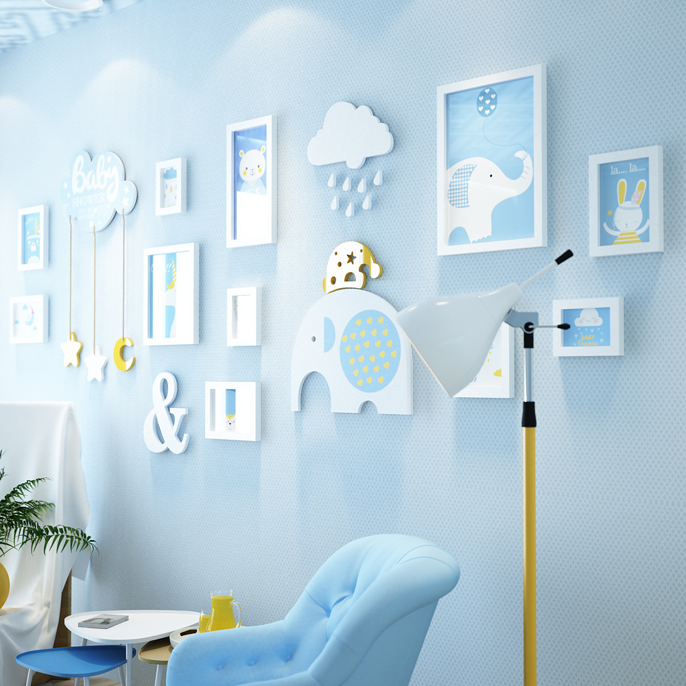 高分子_6212 儿童房装饰画幼儿园卡通动物照片墙饰相框墙画框挂饰