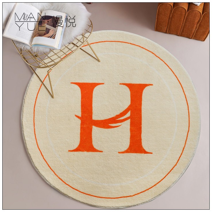 Simple Cashmere-like round Mat Abstract Thickened and Densely Woven Bedroom Foot Mat Non-Slip Swivel Chair Internet Celebrity Photography Carpet