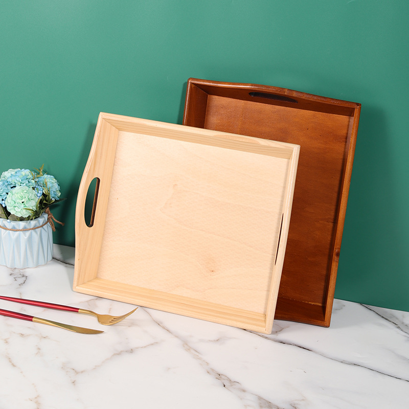 vintage solid wood binaural tray household wooden plate dinner plate dining room/living room serving snacks and refreshments fruit tray