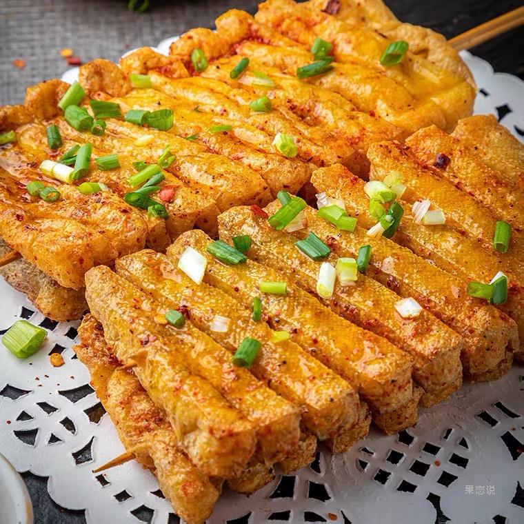 豆排100串新鲜冷冻水煮豆腐干泡串麻辣烫火锅豆腐串兰花串关东煮