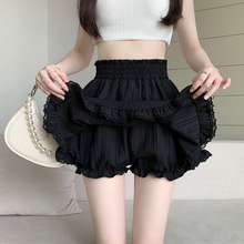 黑色蓬蓬蛋糕裙女夏季新款小个子防走光高腰显瘦甜美A字半身短裙