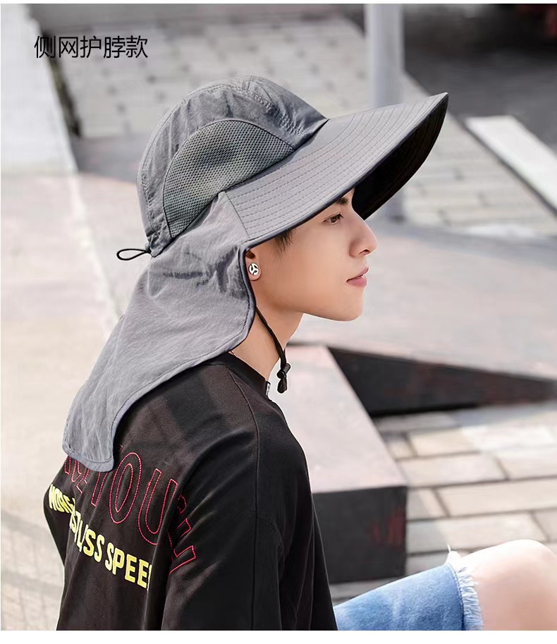 Quick-Drying Waterproof Shawl Mesh Breathable Sun Hat Female Summer Sun Protection Outdoor Big Brim Fishing Male Face Cover Sun Hat