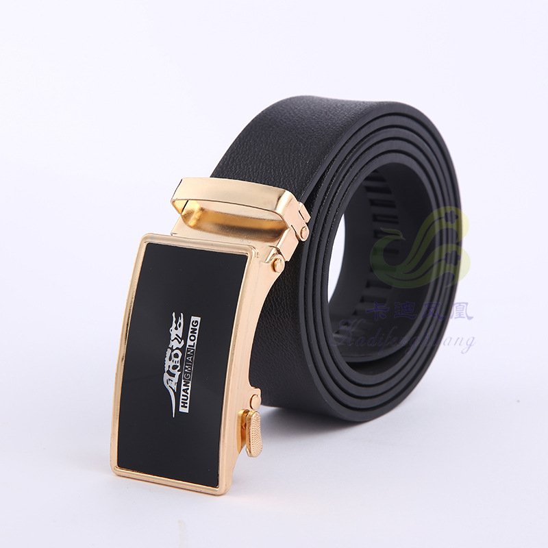 Men‘s Leather Belt Wholesale Full Teeth Automatic Buckle Polyurethane First Layer Cowhide Belt Factory Direct Supply Stall Men‘s Leather Belt