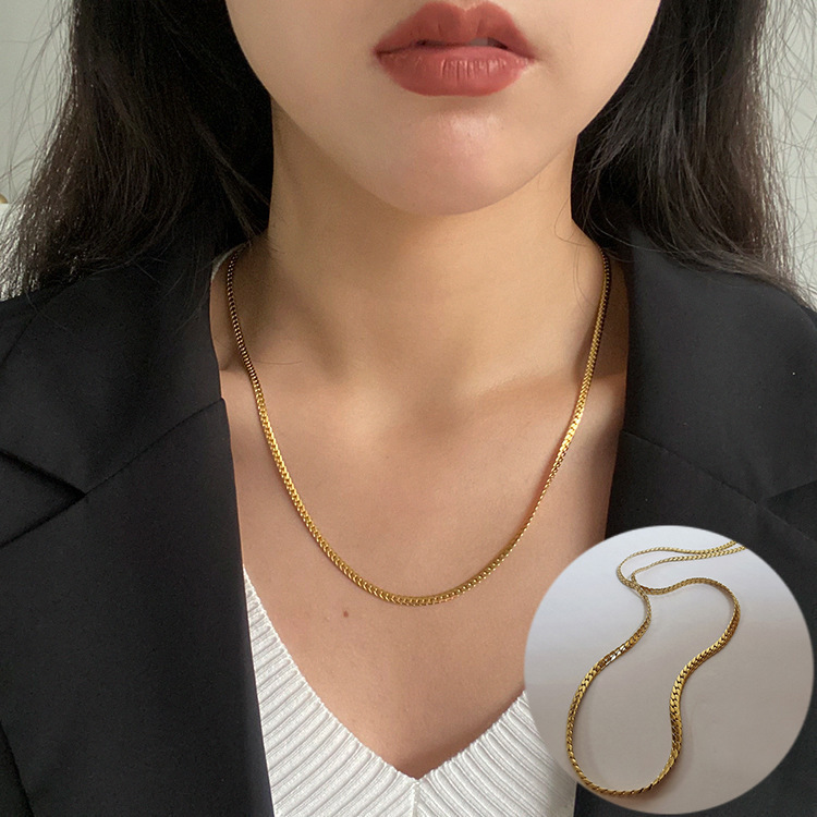 古巴链潮钛钢项链女嘻哈hiphop链条配饰情侣百搭个性马鞭链不掉色