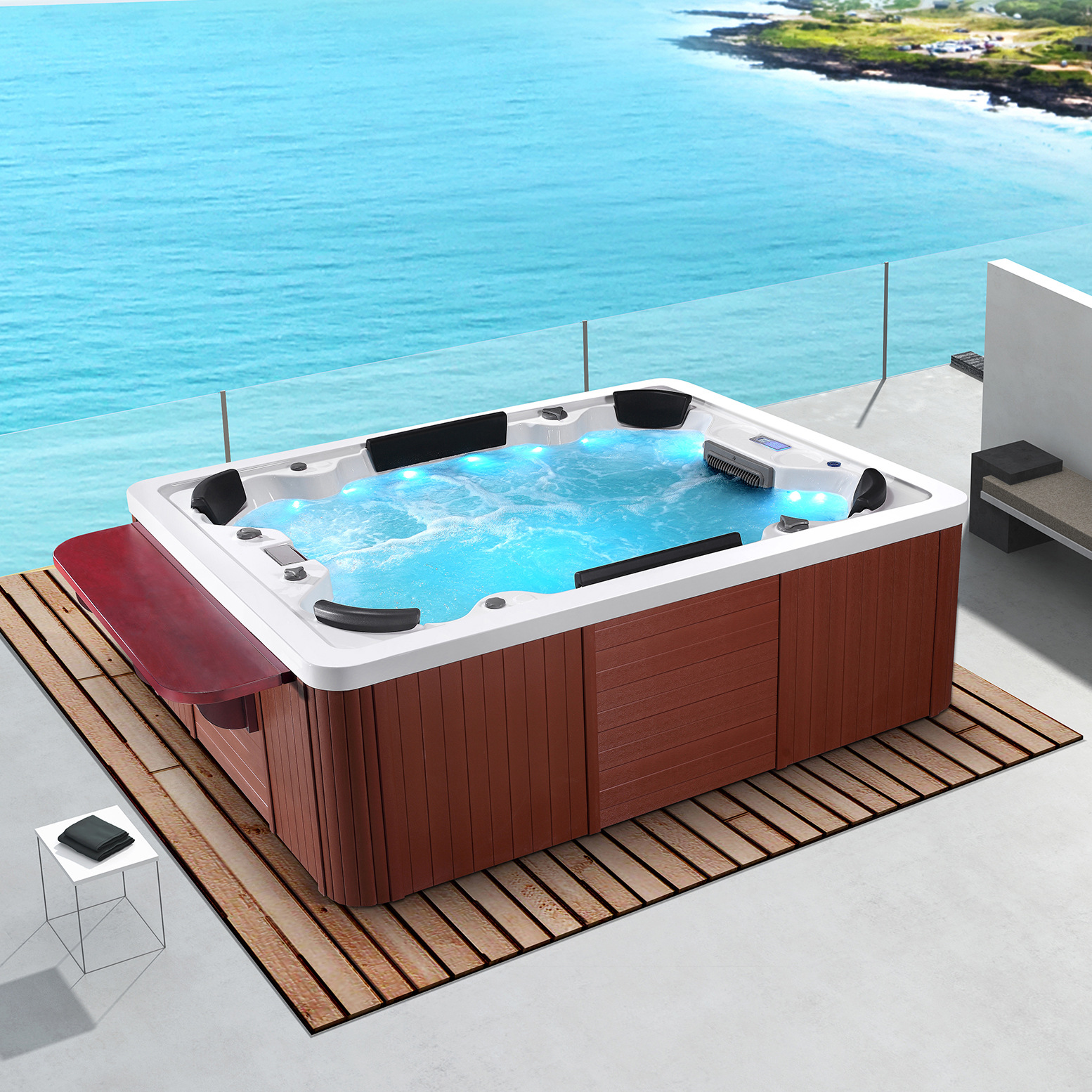 佛山工厂sannora直销亚克力浴缸8人户外冲浪按摩浴缸spa浴缸恒温