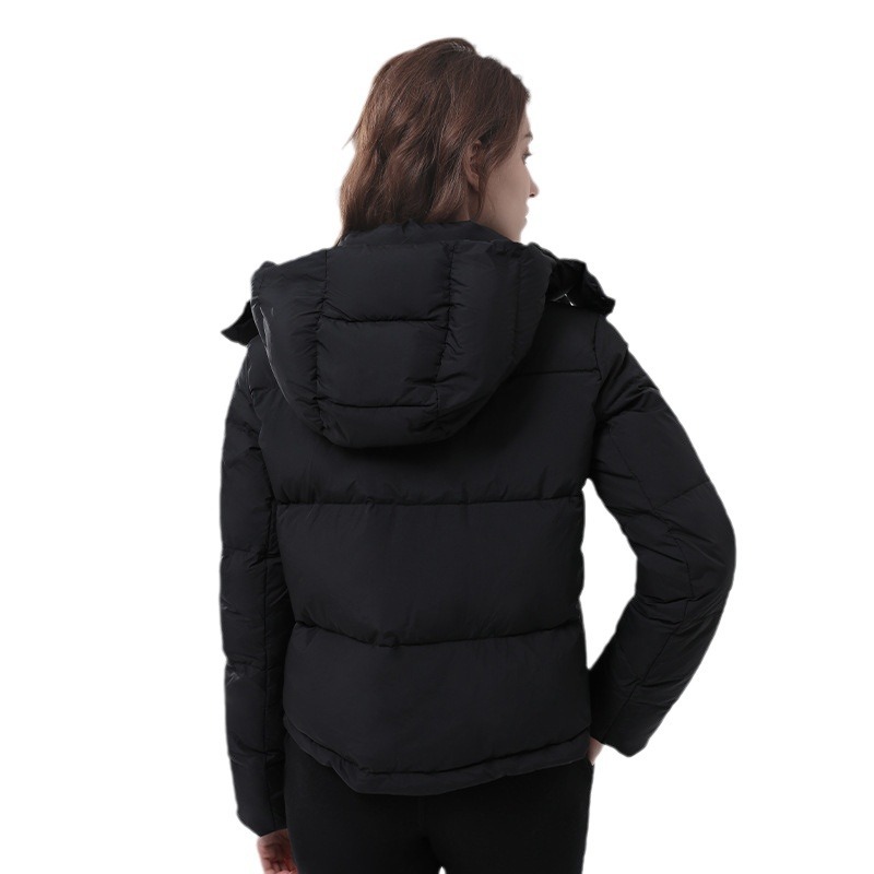 Qcfe New Winter 90 White Duck down Sports Hooded down Jacket Female Fashionable Warm Sports Long Sleeve Short Top