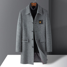 羊毛呢子大衣男士中长款2023秋冬季新款西装领商务休闲羊绒外套