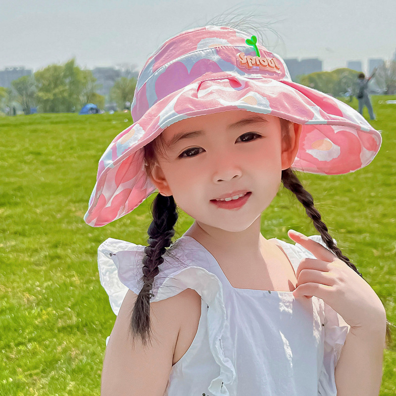 夏季儿童帽子空顶防晒帽韩版可爱蝴蝶结透气太阳帽可收纳男女童潮