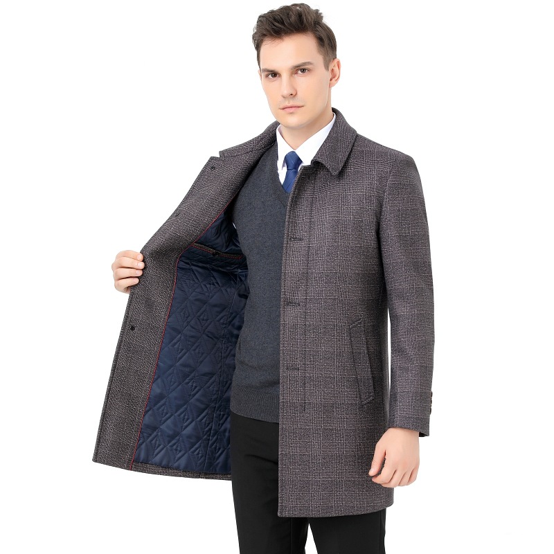 中老年男士风衣2022秋冬新款中长款商务休闲时尚羊毛呢大衣外套男