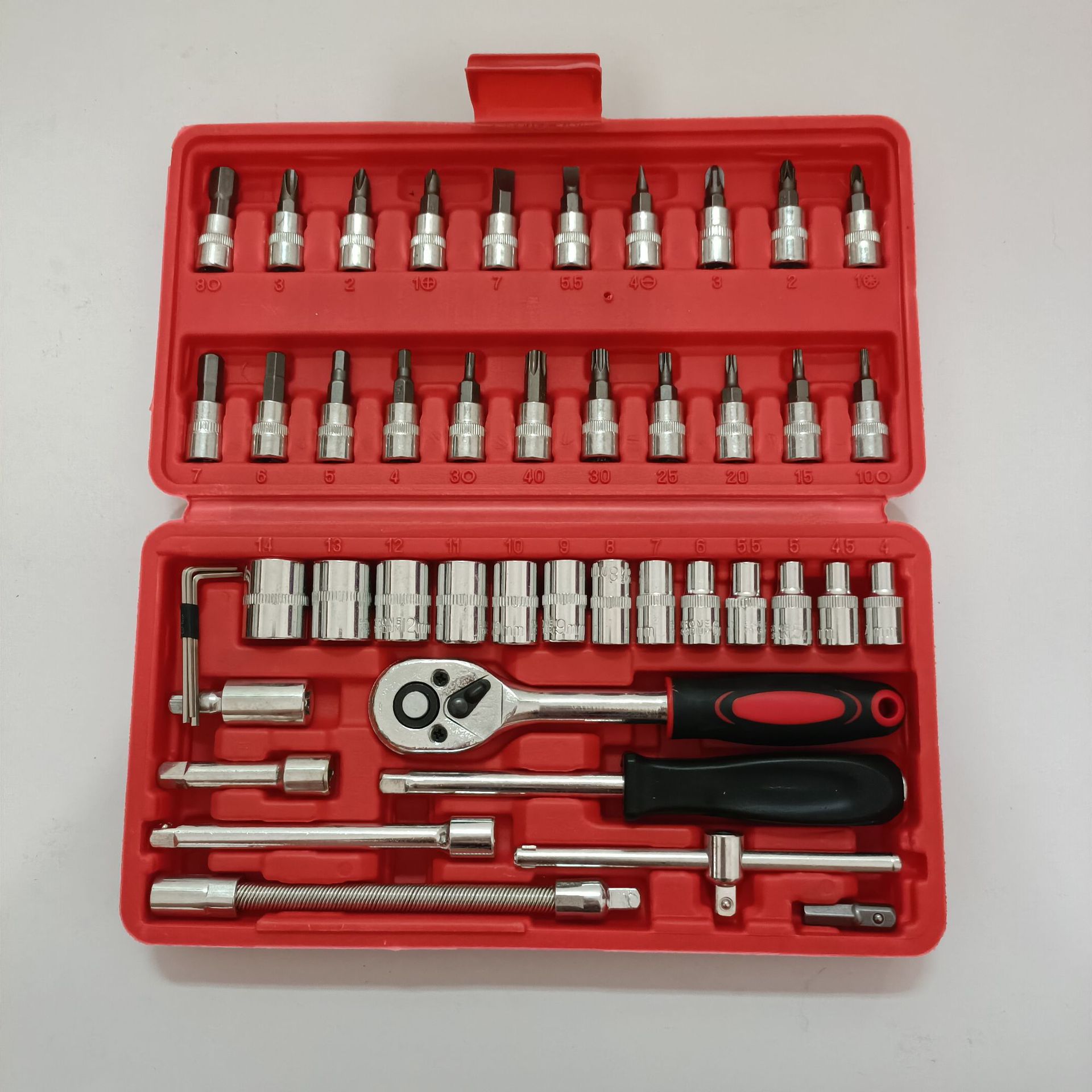 46-Piece Tool Socket Screwdriver Wrench Ratchet Wrench Hexagon Combination Set Motorcycle Repair Tools