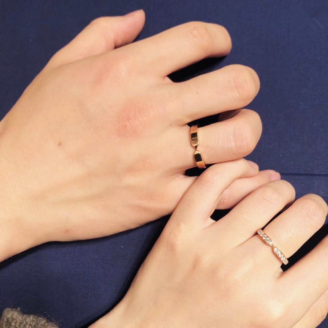 欧美plume戒指双尖戒指光面满钻925银镀18k玫瑰金满天星情侣对戒