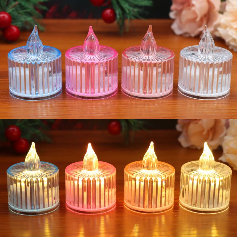 Cross-Border New Arrival LED Electronic Candle Transparent Acrylic Folding Line Shell Tealight Wedding Birthday Proposal Ambience Light