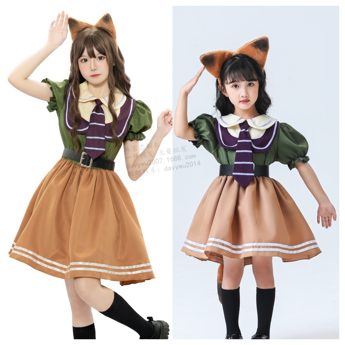 珠密恋 实拍 疯狂动物城儿童狐狸裙拟人服cos服装 舞台演出服亲子