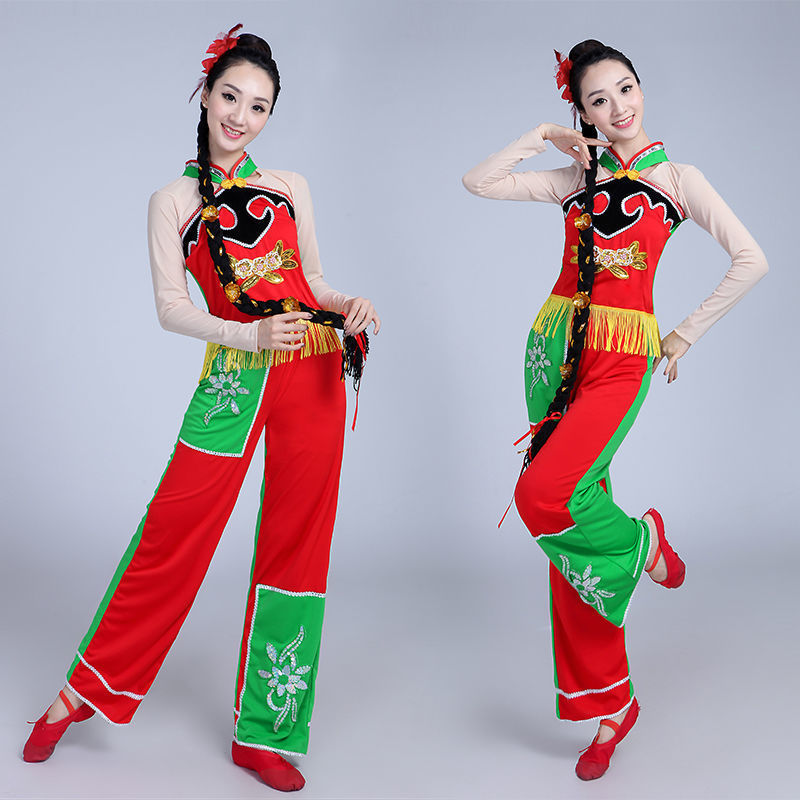 陕北民族风山丹丹开花红艳艳新款秧歌服舞蹈演出服打鼓服腰鼓服