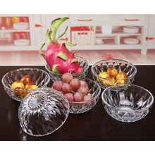 水晶玻璃碗家用钻石碗盘六件套装礼盒装大沙拉揉面水果捞打蛋通明