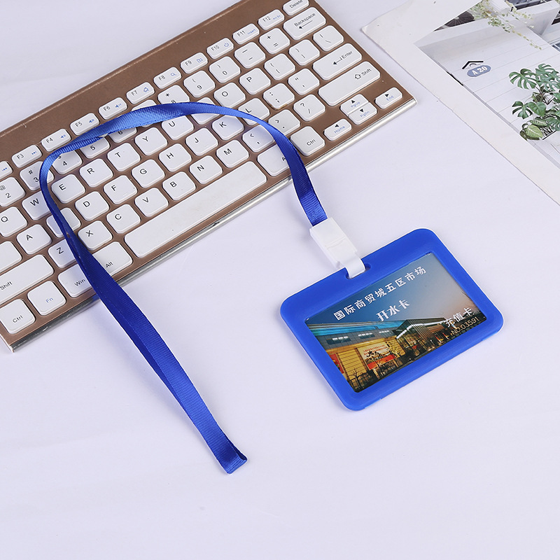 双面透明工作证横款展会厂家定 制工作牌证件卡员工挂绳套批发