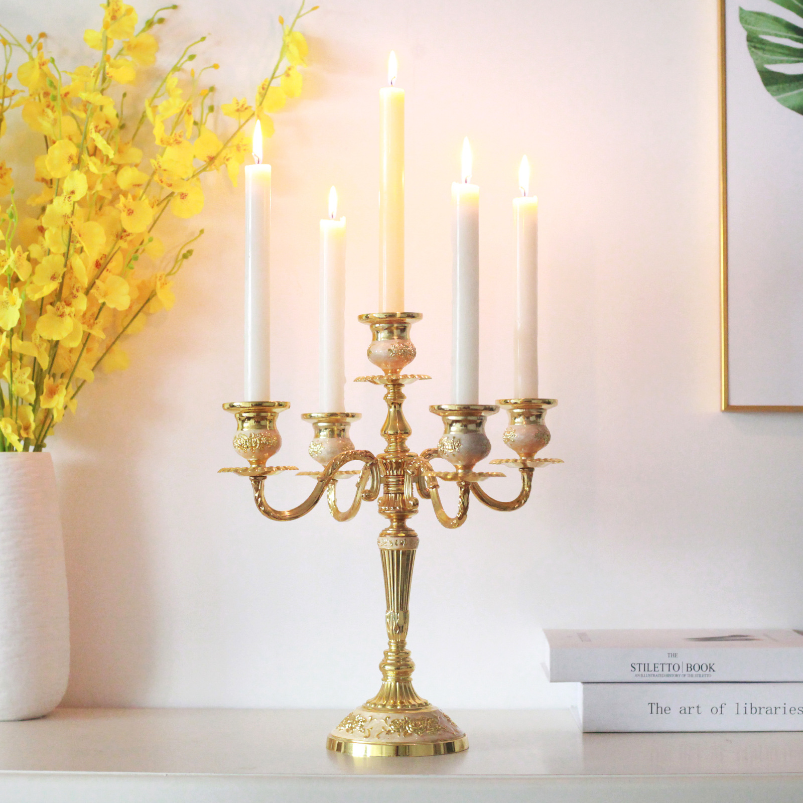 跨境亚马逊复古金属蜡烛台浪漫烛光晚餐道具锌合金烛台摆件软装饰