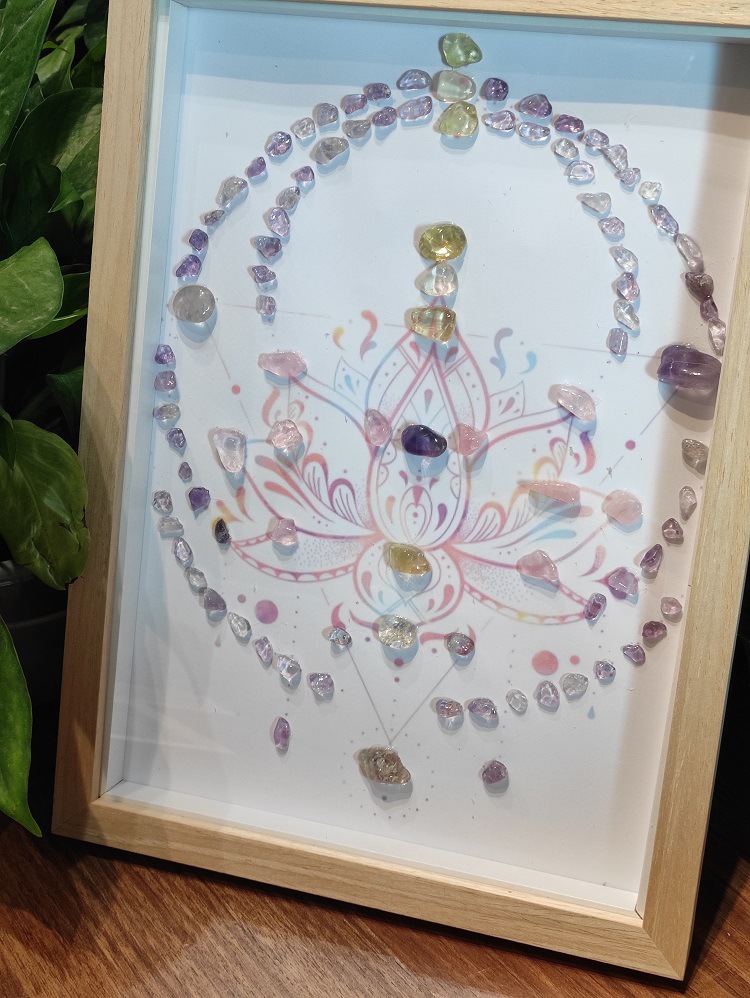 工艺画水晶画天然碎石画原石能量画祭坛摆件水晶网格画仪式用品