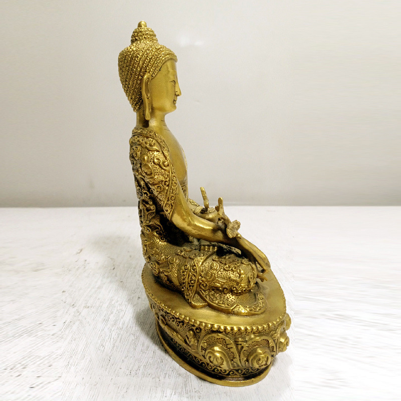 黄铜药师佛药王菩萨佛像 佛教佛具用品 家居摆件饰品工艺品铜器